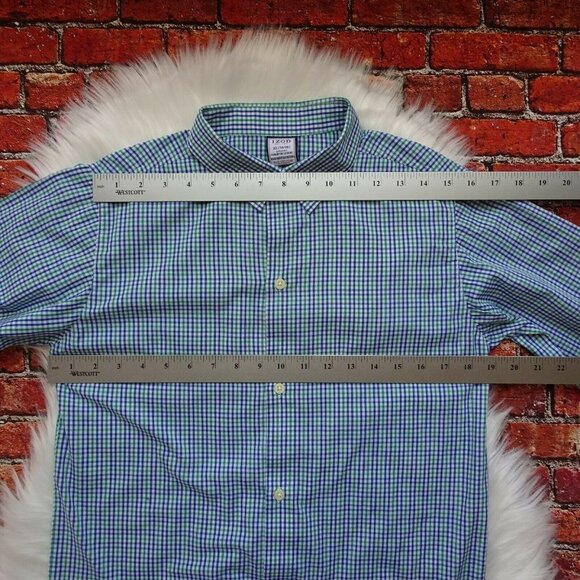 💰3/$25 IZOD Boy's Button-Down Shirt Blue Green Plaid Oxford Preppy XL 14/16 - Picture 11 of 11